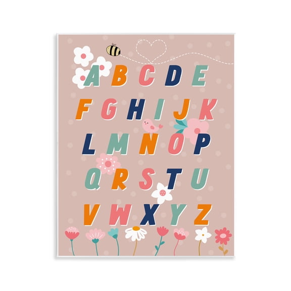 Stupell Industries Alphabet with Florals Botanical & Floral Painting Unframed Art Print Wall Art, 11 x 14
