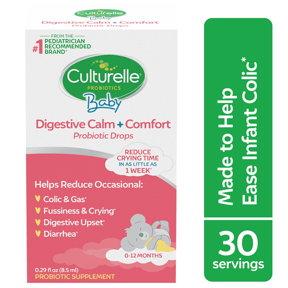 Culturelle Baby Digestive Support Calm & Comfort Probiotic Drops Supplement, Reduce Colic & Gas for Infants 0-12 Months, 30 Servings