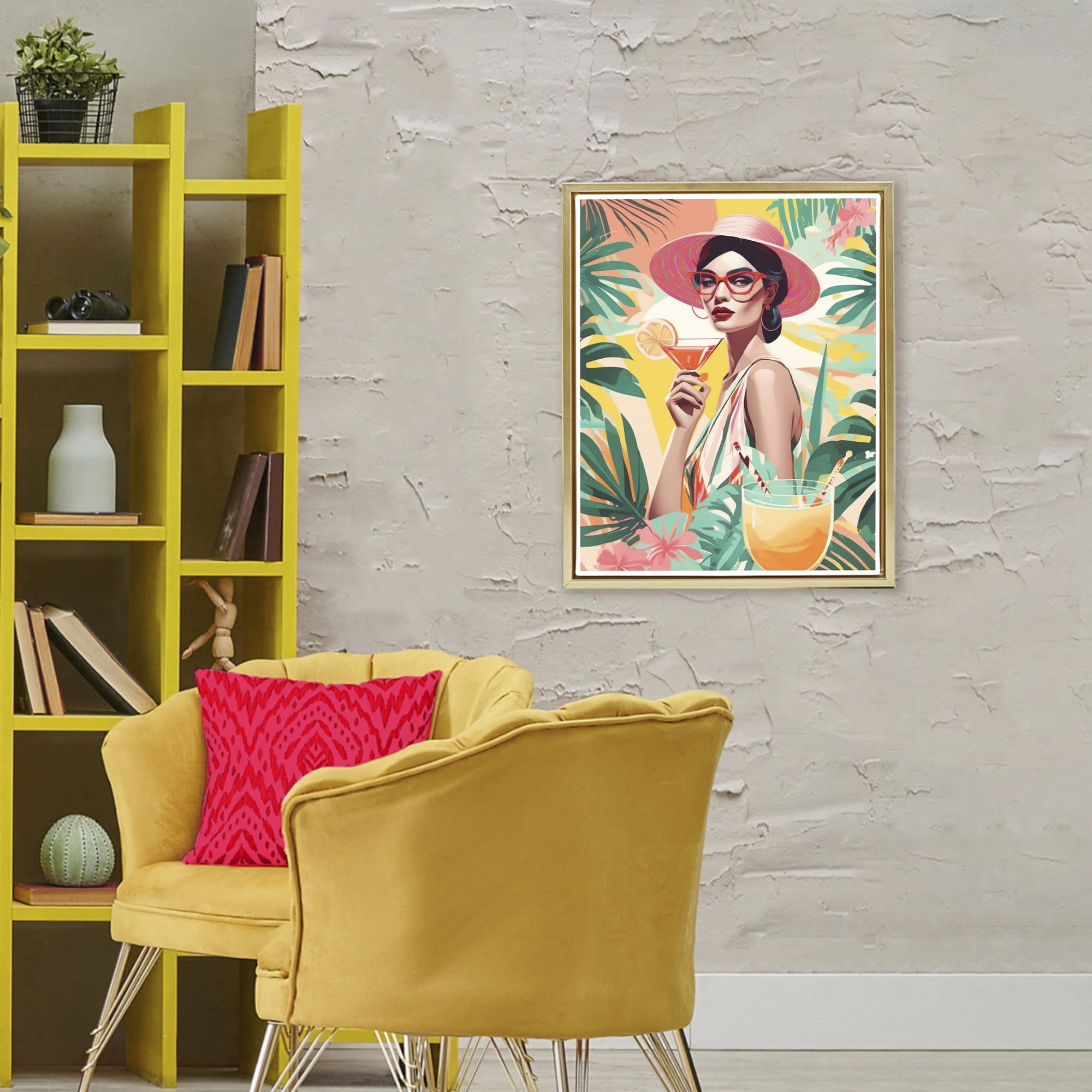 Stupell Industries Exotic Summer Cocktail Gold Framed Floater Canvas Wall Art, design by Tabz Jones