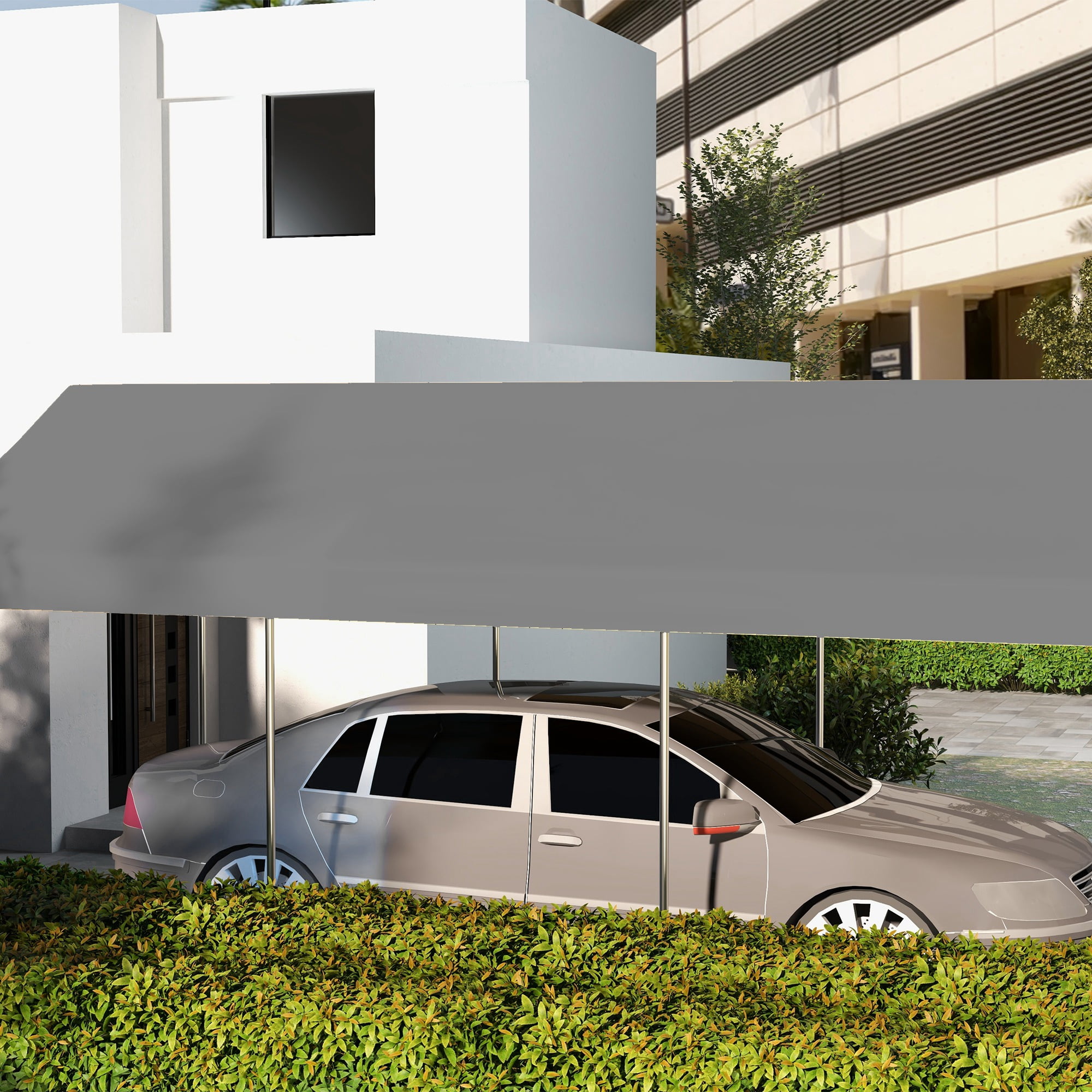 Outsunny 9.70 x 19.70 x 0.80 Feet Dark Gray Carport