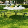 thumbnail image 4 of Flash Furniture Scarborough 5' Round Bi-Fold Plastic Event Folding Table with Handle, White, 4 of 16