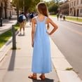 thumbnail image 5 of WOYY Girls Sleeveless Pinafore Dress Casual Loose Pocket Long Overall Dress, Blue, Sizes 5-14, 5 of 6