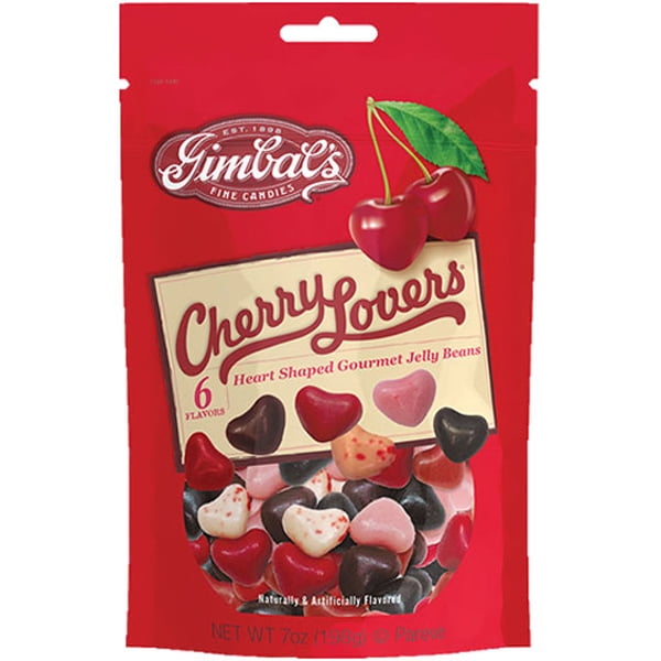 Gimbal's Cherry Lovers Heart Shaped Jelly Beans, 7oz.