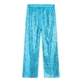 thumbnail image 6 of HULIJA Kids Girls Sequin Modern Jazz Dance Pants Disco Party Flared Trousers Wide Leg Bell Bottoms Light Blue 8, 6 of 7