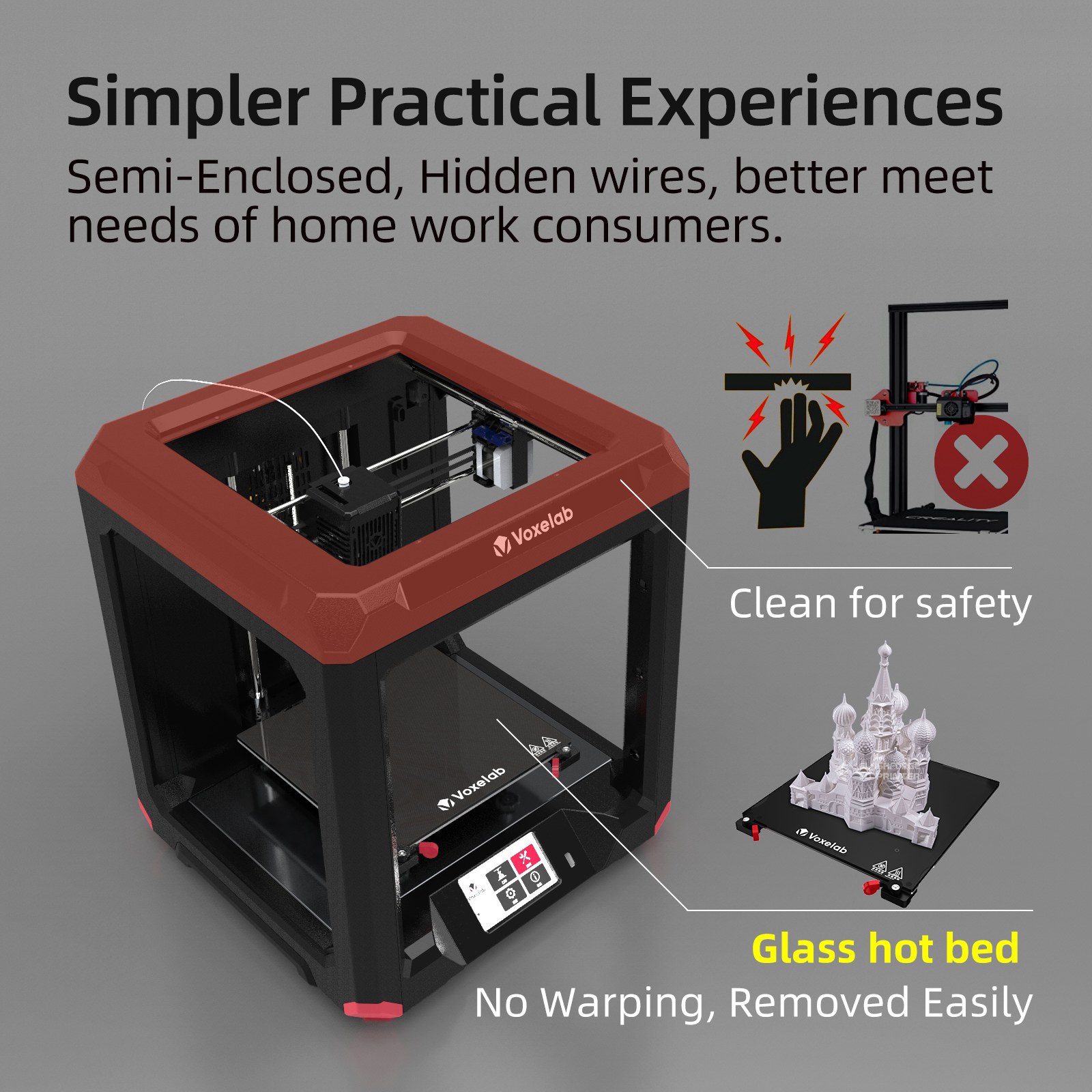 Voxelab 3d Printer Aries Cube Design Fdm Machine Carborundum Glass Platform With Filament Sensor Walmart Com