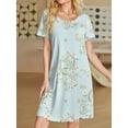 thumbnail image 2 of Avidlove Bamboo Viscose Nightgowns for Women Ruffled Short Sleeve Sleepshirts Daisy Print Pajamas Dress with Chest Pocekts S-3XL, 2 of 6