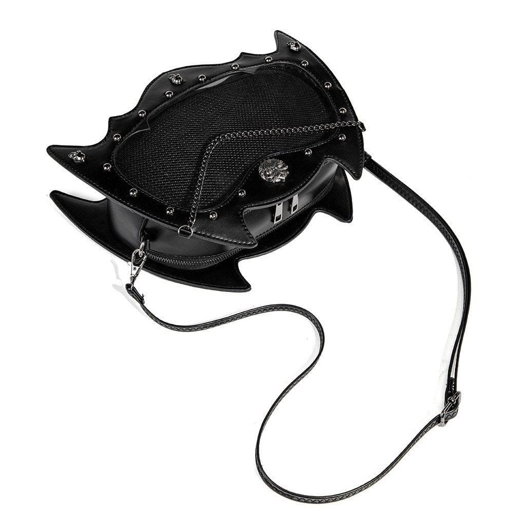 Jiibva Punk Style Crossbody Bag Gothic Dark Pain Bag Cartoon Bat Cat Shaped Shoulder Bag PU Leather Messenger Bag