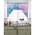 thumbnail image 2 of Blue Purple Pink Floral Marble Kitchen Swag Valances for Windows, Contemporary Abstract Art Swag Valances Curtains for Living Room, Rod Pocket Window Treatments for Bathroom, Bedroom, Cafe, 56"x36", 2 of 6