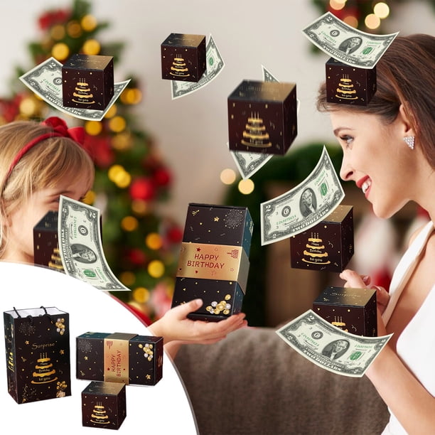 Fiudx Decoraciones navideñas para interiores Caja de regalo sorpresa de Feliz Navidad y San Valentín, caja de regalo que crea el regalo más sorprendente, sobre rojo que rebota, caja de regalo románti