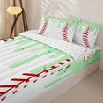 thumbnail image 3 of Homewish Green Drippy Baseball Stitch Print Zipper Full Size Comforter Sets with Fitted Sheet and 2 Pillowcases,Sports Monogram Zipper Bedding Set For Kids Boys And Girls,Reversible,4 Pieces, 3 of 7