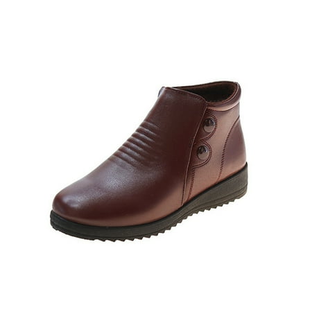 

Winter Thermal Ankle High Boots Side Zipper Boots Women‘s Footwear
