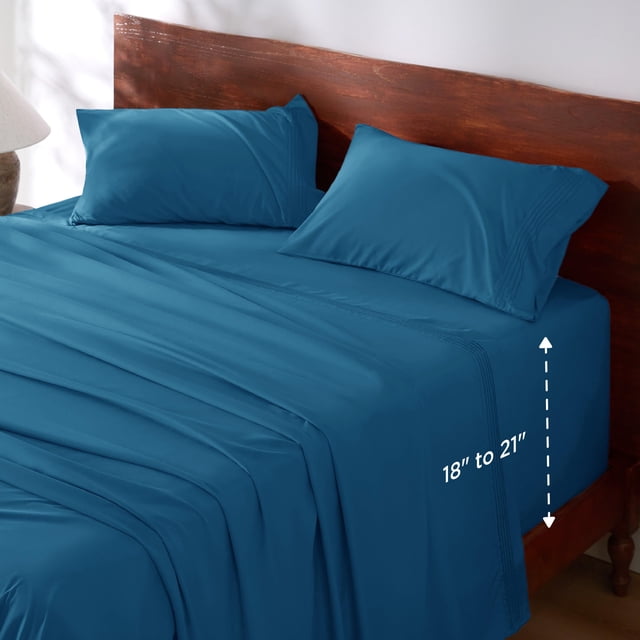 Juego de sábanas Bedsure GentleSoft Deep Pocket King, azul turquesa