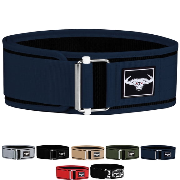 IBRO Quick Locking Premium Weight Lifting Belt - Powerlifting, Cross Training for Men and Women - 4 Inch Back Support, Metal Buckle - Professional Fitness, Olympic Lifting, Deadlift Navy Blue XL