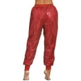 thumbnail image 3 of Aislor Women's Sequins Hip Hop Dance Harem Pants Night Club Elastic High Waist Long Trousers Red XXL/3XL(4XL), 3 of 7