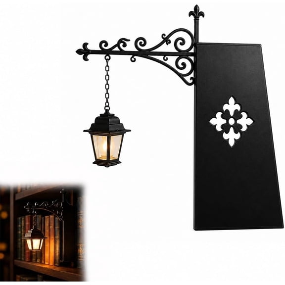 Metal Vintage Library Lantern Bookend with LED, Decorative Bookshelf Nightlight for Reading Nook, Unique Gift for Book Lovers (1 Piece)