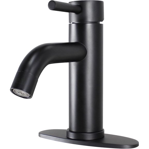 WMF WMF-4316MB-S Stainless Steel Black Single Handle Bathroom Sink Faucet