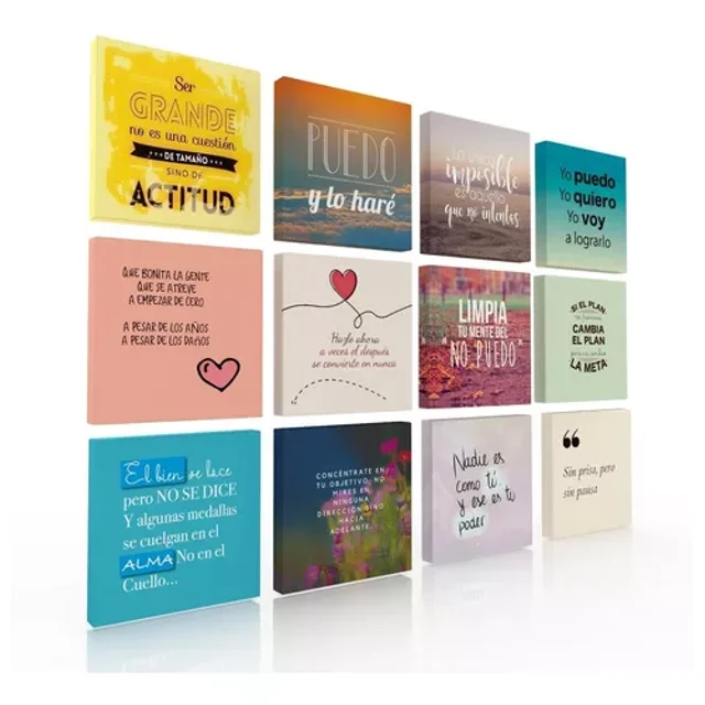 Set de 12 cuadros DECORATIVOS IDEAS CREATIVAS IN Modernos Frases Inspiradora