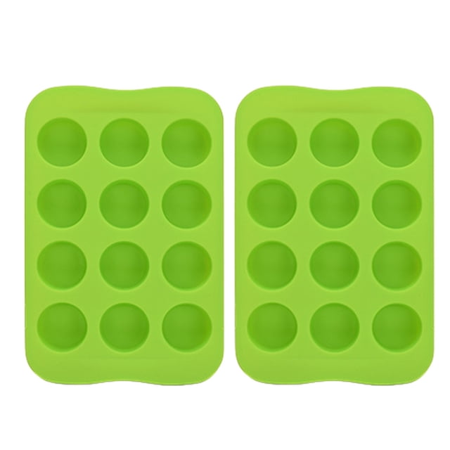 Bandeja de Cubo de Hielo 2Pc Fácil Liberación Y Bandejas Flexibles de 12 Cubos, Caja de Molde de Hielo Segura para Lavavajillas de Gel de Sílice Verde para Hogar Y Bares, Bandejas de Hielo para Congel