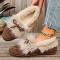 thumbnail image 4 of Rokment Womens Winter Snow Boots Fashion Bow Suede Fuzzy Slip on Ballet Flat Dress Walking Loafers Cozy Ankle Booties for Bride Wedding Coffee Size 8, 4 of 7