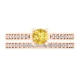 thumbnail image 2 of 0.85 ct Brilliant Round Cut Yellow Zircon 14k Rose Gold Solitaire with Accents Engagement Bridal Wedding Ring Band Set size 5, 2 of 7