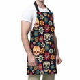 thumbnail image 4 of Yehwow Sugar Skulls and Flowers Bib Apron For Kitchen BBQ Gardening With Adjustable Neck Strap 27x31 Inch, 4 of 4