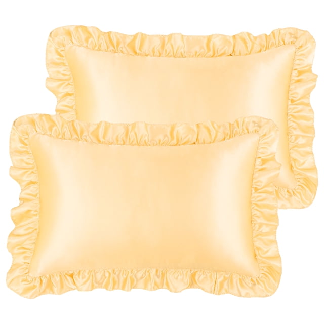 Unique Bargains Retro Satin Ruffle Pillowcases Envelope Closure 2pcs