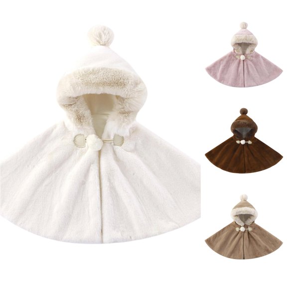 AWZXDE Christmas Warm Cozy Girls Cape Poncho For Babies Lined Outerwear Thick Suitable Toddler Winter Wear Women Cover up Shawl Beige,7-8 Years