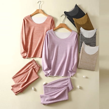 Zedker Fall Winter Women Pajamas Set Two-piece Set Pajamas Set for Women Solid Color Fashion Velvet Warm Casual Cardigan Home Wear Pajamas Set Purple L