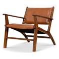 thumbnail image 1 of Fauteuil d'Appoint en Cuir Cognac Tan à Grand Dessus, Style Mobilier Moderne Sahana, 1 of 6