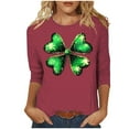 thumbnail image 2 of Elvqul Shirts T - pour Femmes Imprimé Mode Col Rond T-Shirts Manches 3/4 Grande Taille Fête de la Saint-Patrick Hauts pour Femmes Vert, 2 of 5