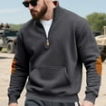 thumbnail image 3 of Betivan Mens Quarter Zip Sweatshirt Long Sleeve Fleece Pullover Casual Big and Tall Polo Golf Shirts with Pocket Sweater Tops, 3 of 9