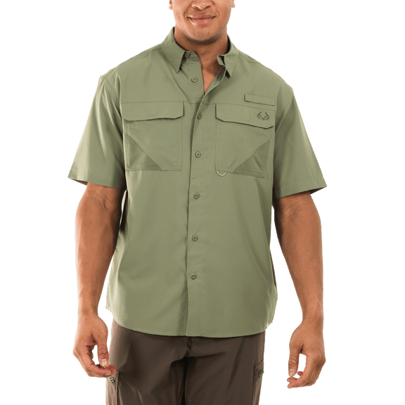 Realtree Men's Oil Green Extra Large Short Sleeve Guide Shirt
