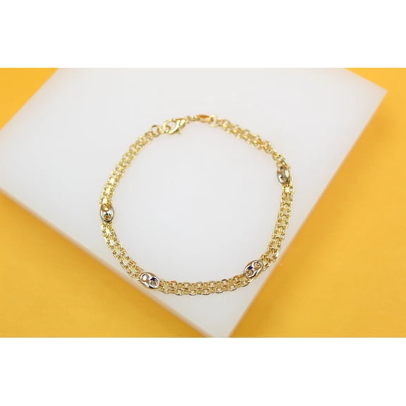 18K Gold Filled Flat Mariner Bracelet (I460)