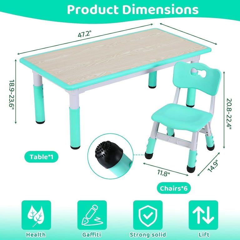 Arlopu Kids Table and Chairs Set Plastic Toddler Play Activity