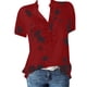 thumbnail image 1 of Gibobby Blusas Holgada Plus Impresión corta Camisa de manga fácil Tamaño Top Blusa Mujer Bolsillo Blusa de mujer（Vino， M), 1 of 5