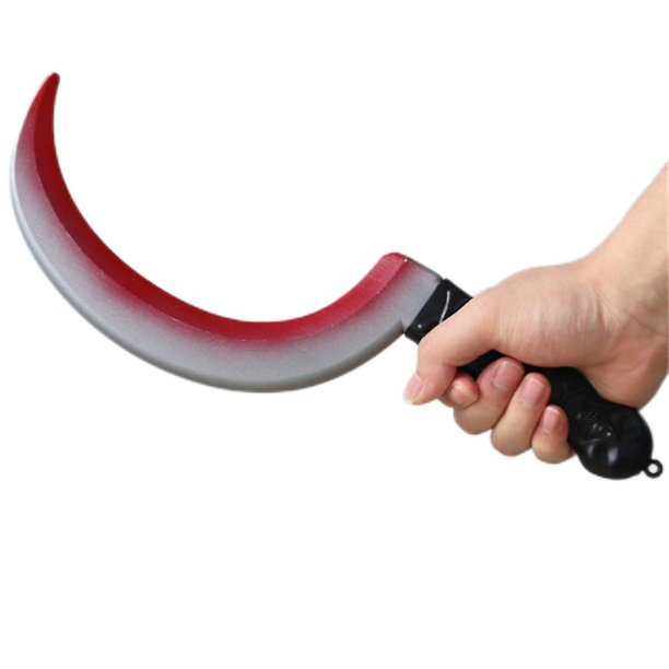 Cuchillo de sangre de Halloween, cuchillo afilado sangriento, Festival fantasma, juguete de plástico, simulación, accesorios complicados, cuchillo de cocina (cuchillo curvo) JAMW Sencillez