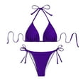 thumbnail image 5 of Womens Swimsuits Bikini Set Strappy Top and Bottom Vacation Outfit Backless Beachwear Dark Purple Women's Swimwear L, 5 of 6
