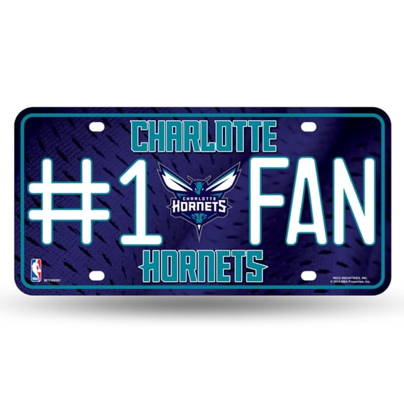 Charlotte Basketball Hornets #1 Fan Metal License Plate Tag - Number One! Let's Go!!