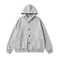 thumbnail image 4 of Button up Hooded Sweatshirt for Women, Soft Fleece Hoodie Jackets with Pockets, Fall Winter Casual Long Sleeve Lightweight Hoodies Outerwear , L, 4 of 5