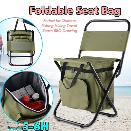 Multifunction Insulated Lunch Bag Folding Chair Seat Outdoor Bag for Camping Fishing Hiking Travel Beach BBQ