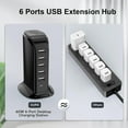 thumbnail image 2 of Charging Station for Multiple Devices 40W , Wall Charger Block 5 USB Ports(Shared 6A), USB Charging Hub Smart IC, Charger Tower with Type-C 3A for iPhone iPad Tablets Smartphones, Home Office Use, 2 of 14
