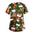 thumbnail image 4 of Hearthz Christmas Scrubs Tops Plus Size Stretch Women Scrubs Top V Neck Short Sleeve Nursing Uniform with Pockets S-5xl, 4 of 4