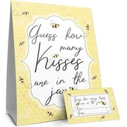 Distinctivs Yellow Bumble Bee How Many Kisses Party Game, 1 Sign and 30 Game Cards