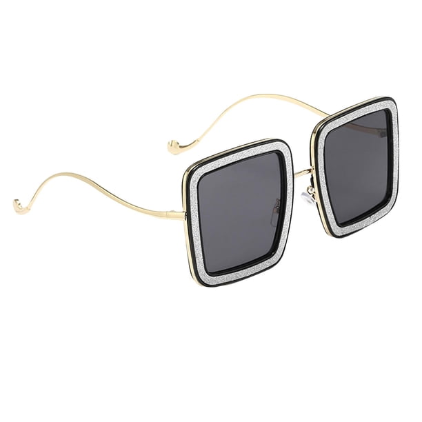Gafas de sol cuadradas cuadradas tamaño de montura grande para Playa Viajes libre , Gris Gris-plata Magideal Gafas de sol cuadradas