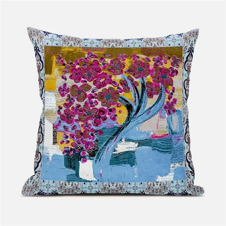 

Amrita Sen Designs CAPL776FSDS-ZP-16x16 16 x 16 in. Tree Oil Duo Suede Zippered Pillow with Insert - Sky Blue & Pink