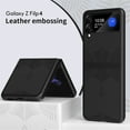 thumbnail image 1 of SaniMore for Samsung Galaxy Z Flip 4 6.7" 360° All-Inclusive Folding Embossed Case, Rugged PC & PU Leather Lightweight Anti-Fingerprint Military Grade Shockproof Protective Cover, Black, 1 of 8