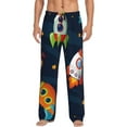 thumbnail image 2 of Picia Spaceships and Stars Mens Soft Woven Cotton Elastic Waistband Sleep Pajama Pant Lounge Sleep Pant With Pockets And Drawstring-X-Large, 2 of 9