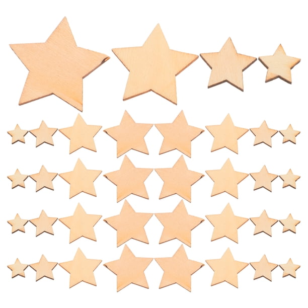200 piezas de estrellas de madera, rodajas de estrellas de madera, mini adornos de estrellas para hacer manualidades de boda