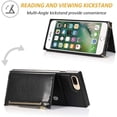 thumbnail image 2 of Case for iPhone 7 Plus iPhone 8 Plus, PU Leather Zipper Wallet Handbag Case with Card Holder Slots with Crossbody Wrist Strap Kickstand Magnetic Clasp Soft TPU Bumper Flip Case Cover - Black, 2 of 9