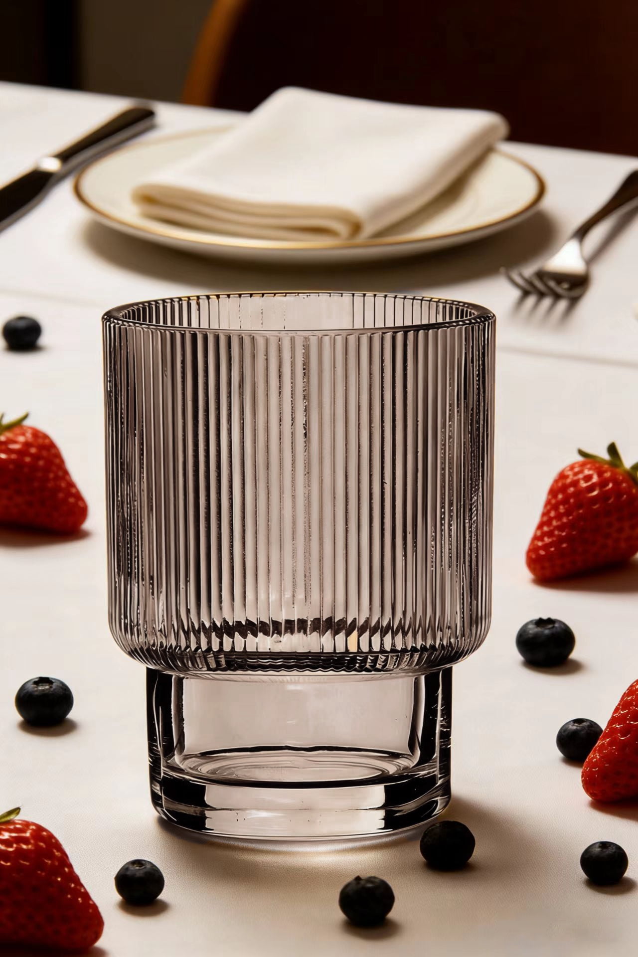 Better Homes & Gardens Stackable Ribbed Glass Tumbler, Brown Tint, 11.5 oz